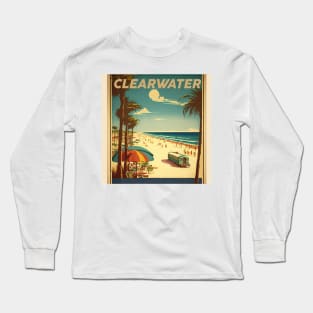 Clearwater Florida Vintage Travel Art Poster Long Sleeve T-Shirt